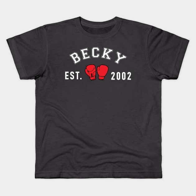 Becky est 2002 - in White Kids T-Shirt by whatyouareisbeautiful